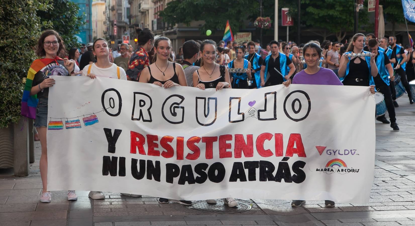 Unos jóvenes, durante la manifestación