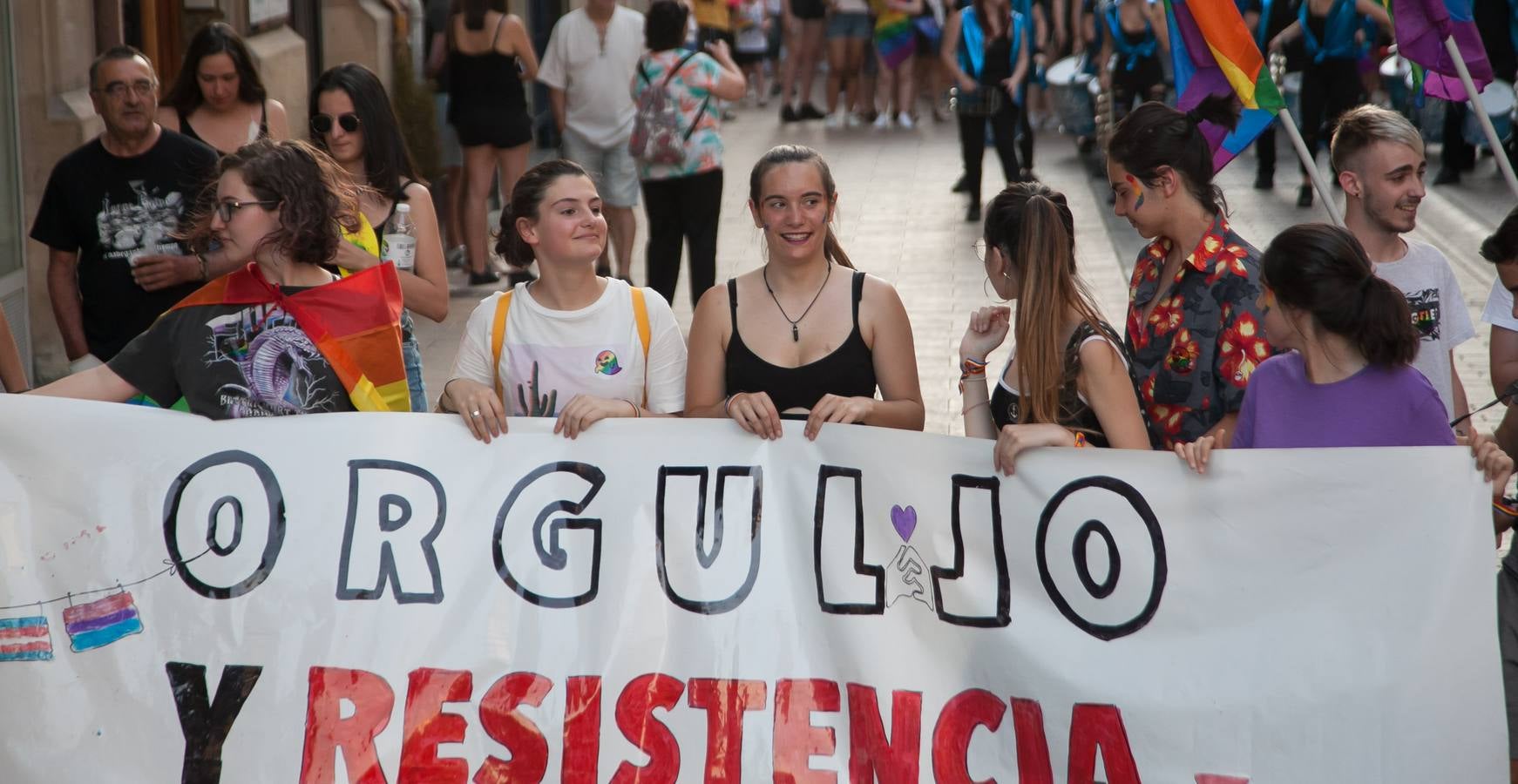 Unos jóvenes, durante la manifestación