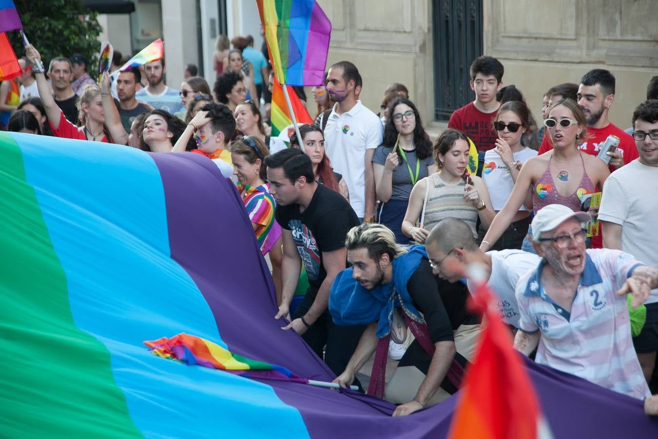 Unos jóvenes, durante la manifestación