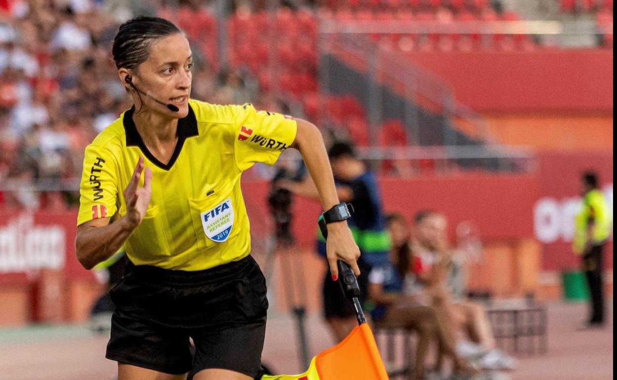 Guadalupe Porras, durante su debut en Primera en el Mallorca-Eibar. 