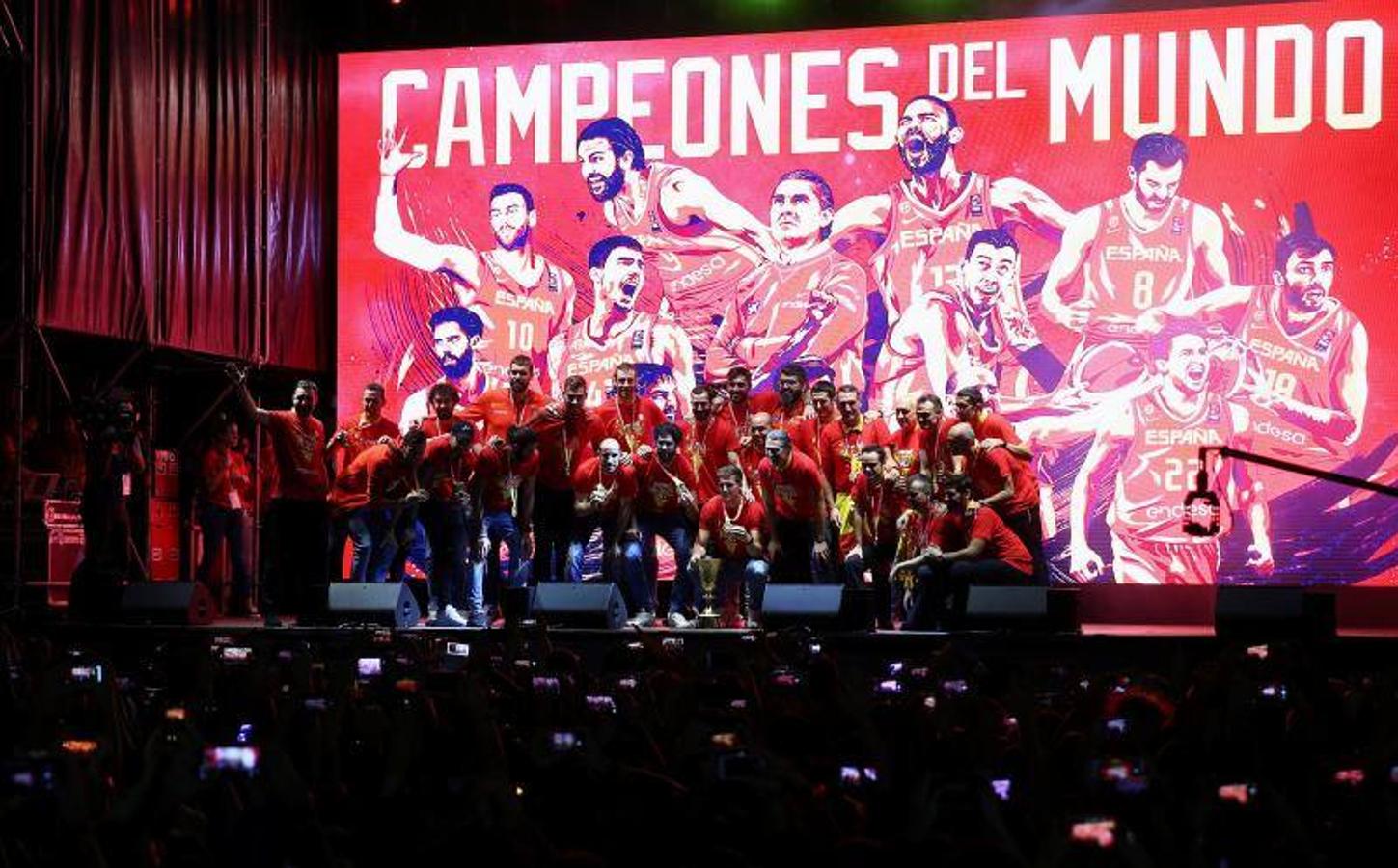 La selección española de baloncesto celebró en Madrid y por todo lo alto la segunda corona mundial de su historia