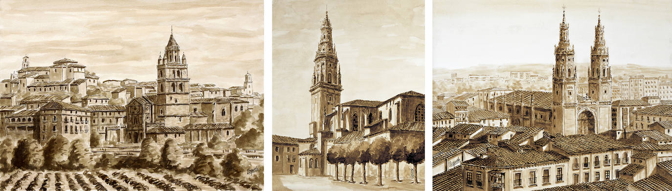 Imagen de las tres reproducciones del pintor riojano