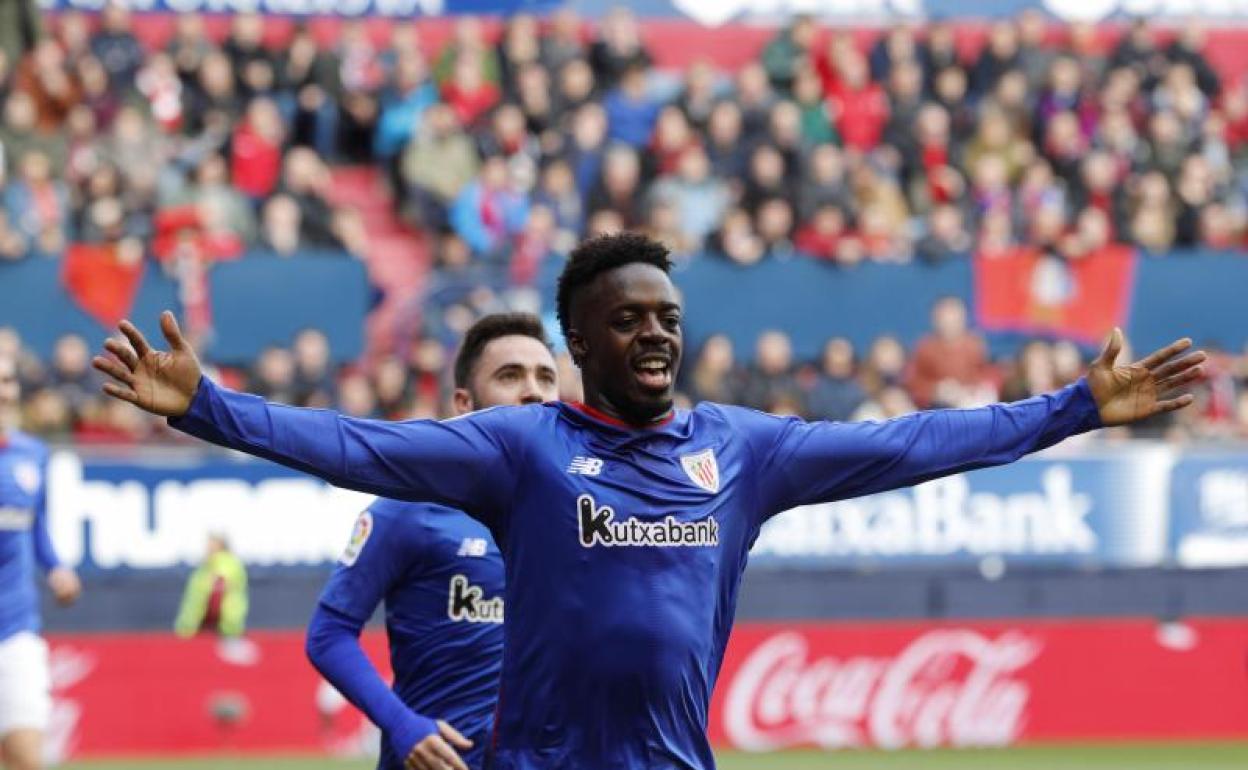 Iñaki Williams celebra el primer gol del Athletic contra el Osasuna 