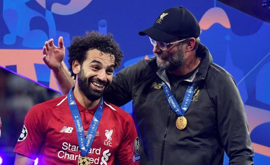 Salah y Klopp en la final de la Champions League del Metropolitano. 