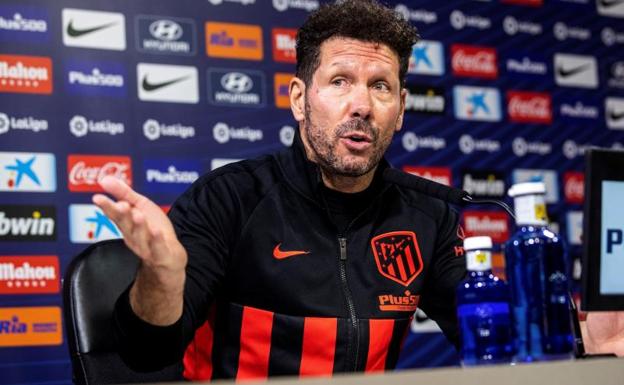 Diego Simeone, durante la rueda de prensa. 