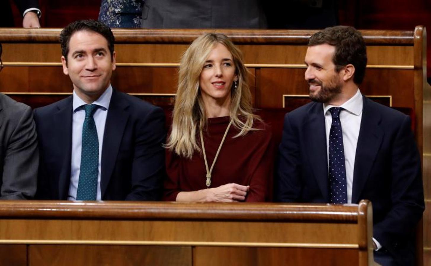 Teodoro García Egea, Cayetana Álvarez de Toledo y Pablo Casado. 