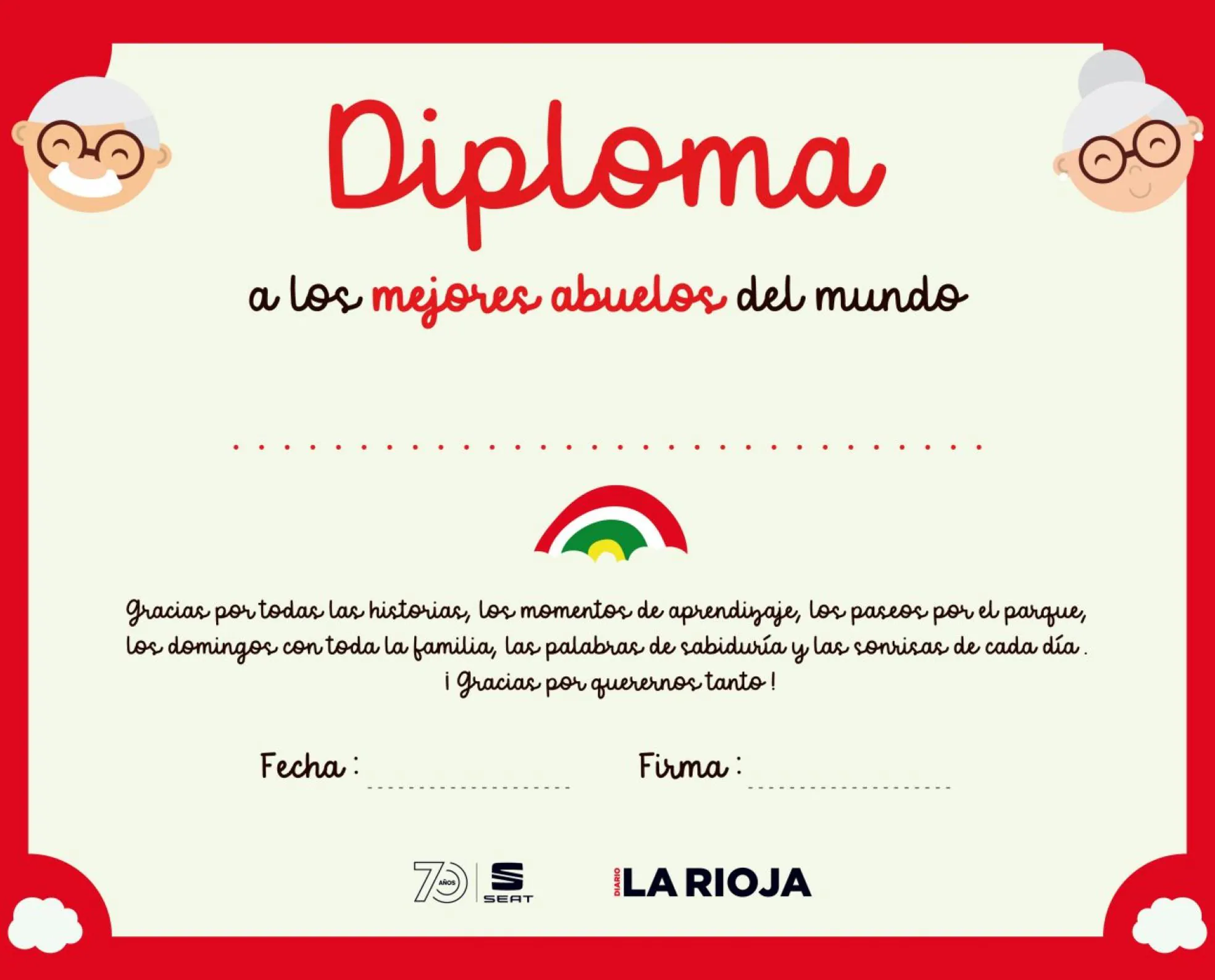 Diploma Al Mejor Abuelo A los mejores abuelos del mundo» | La Rioja