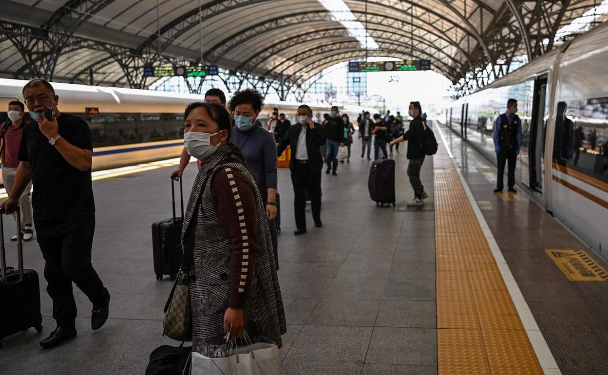 La estación de tren de Wuhan. 