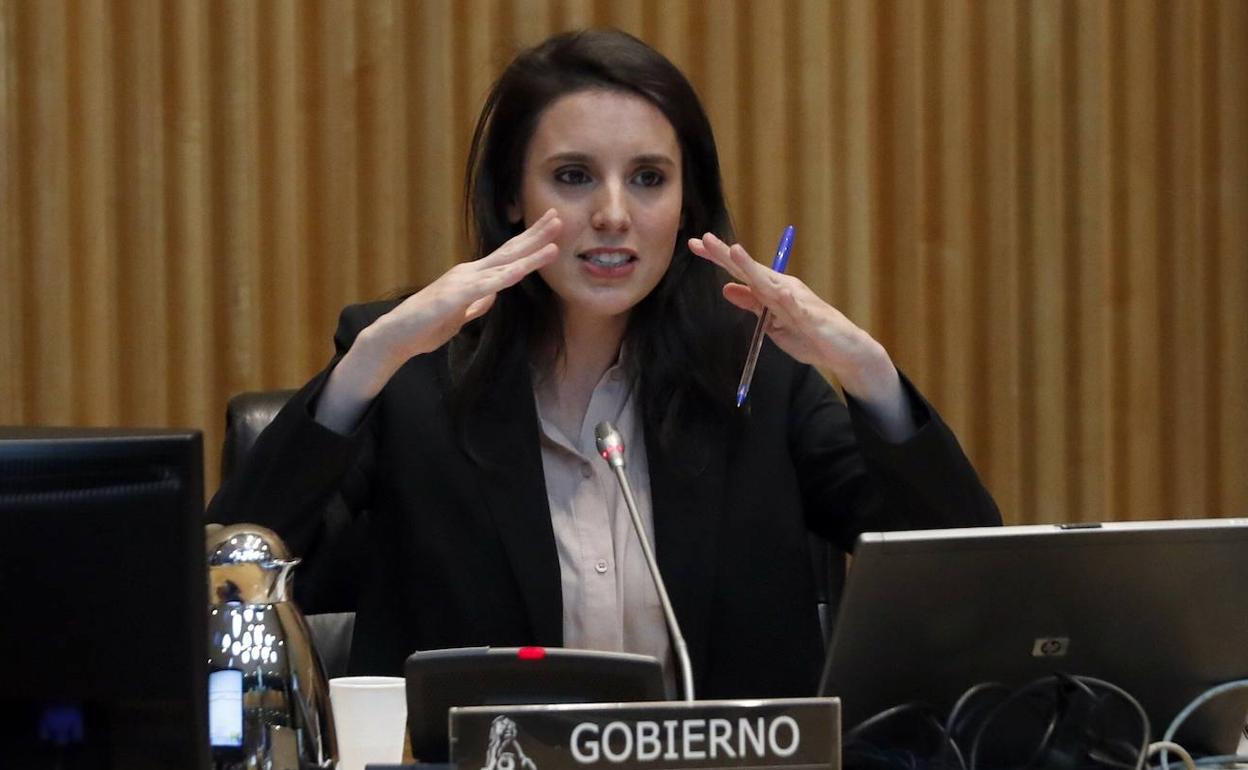 La ministra Irene Montero en el Congreso de los Diputados.