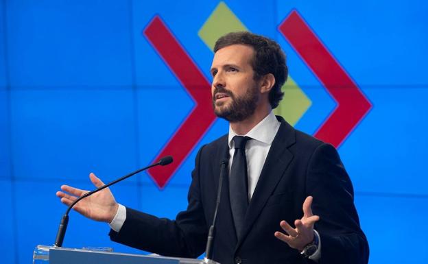 Pablo Casado, durante la Junta Directiva Nacional del PP. 