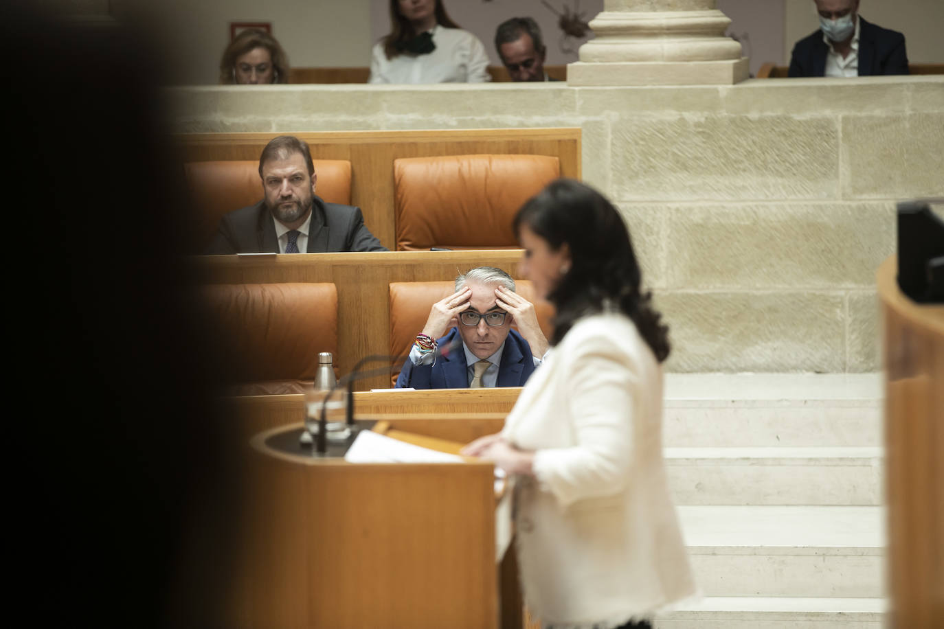 Concha Andreu, presidenta del Gobierno de La Rioja, ha protagonizado una larga intervención de 45 folios