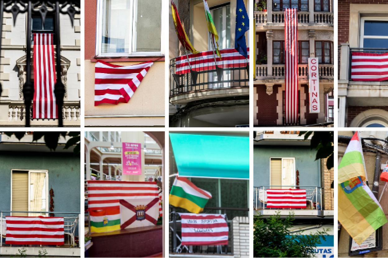 El blanco y el rojo domina en muchos balcones.