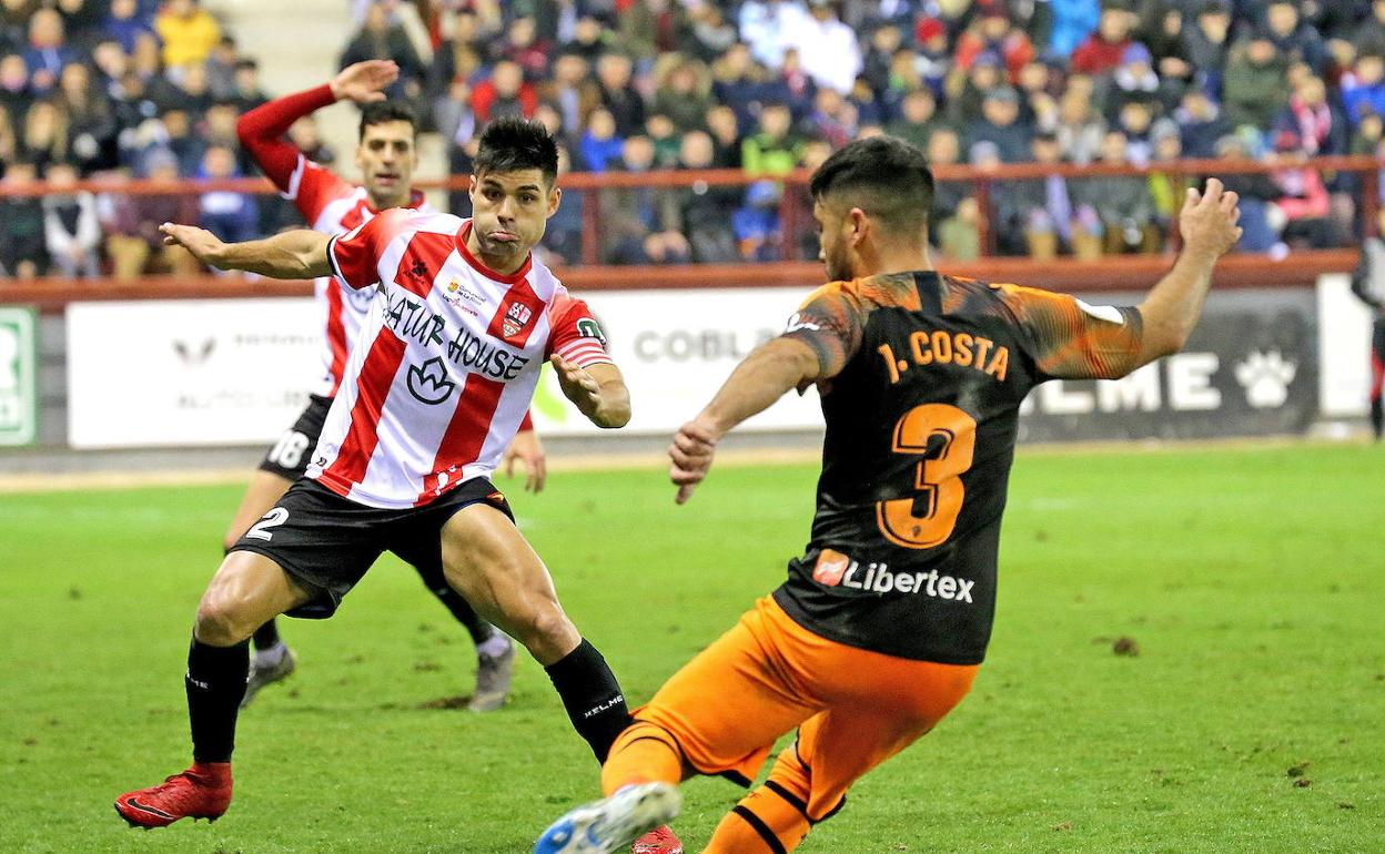 Miguel Santos, en la eliminatoria de Copa del Rey ante el Valencia.