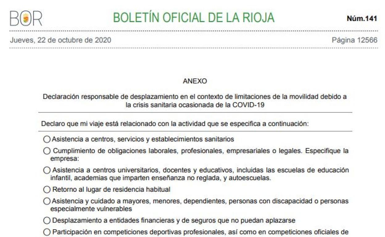 Descárgate el documento que puede permitirte salir y entrar de La Rioja