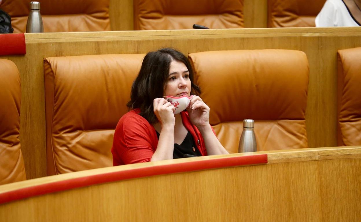 La consejera Raquel Romero en el Parlamento riojano. 