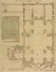 Imagen secundaria 2 - Planta del templo de Silos (s. XVIII). Libro Primero de 'Vida y milagros de el thaumaturgo español...', por Sebastián de Vergara (1736). B.N.E.