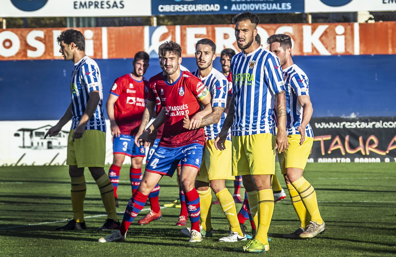 Los riojabajeños se sitúan líderes tras ganar al bloque navarro con un gol de Fran Sota