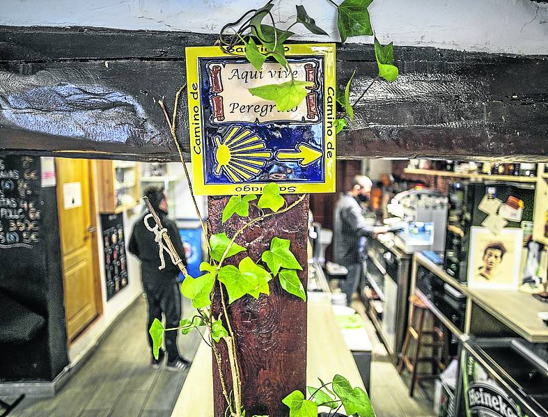 Detalles jacobeos en la cafetería 'My Way'. 