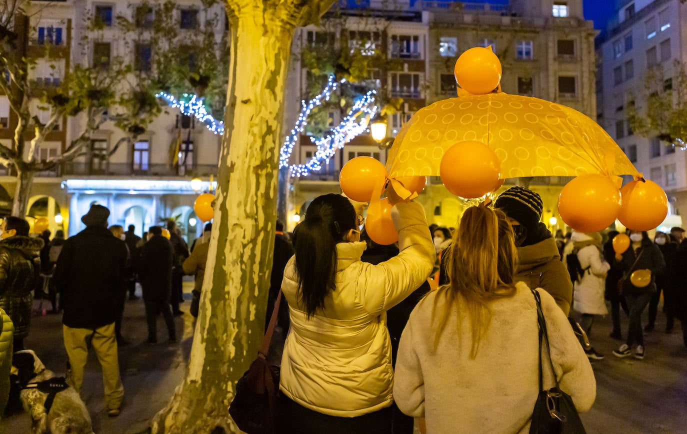 Unas 400 personas se concentran en el Paseo del Espolón para mostrar su rechazo hacia la 'Ley Celaá'.