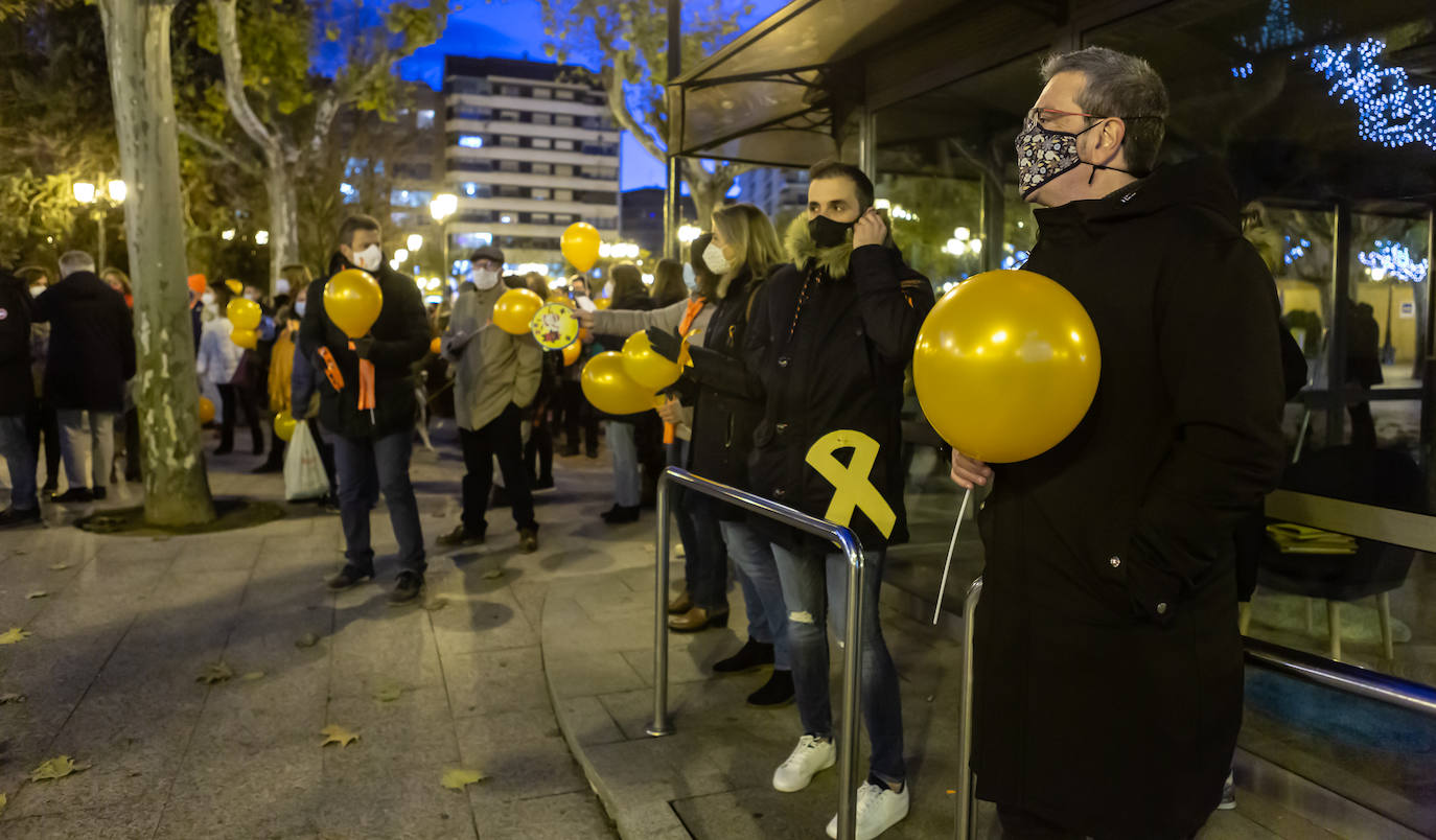 Unas 400 personas se concentran en el Paseo del Espolón para mostrar su rechazo hacia la 'Ley Celaá'.