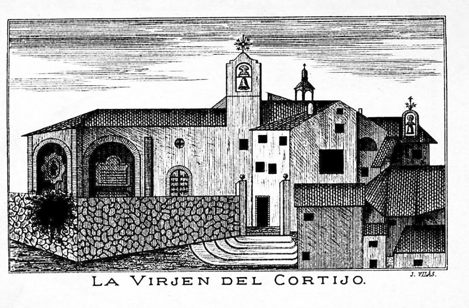 Ilustración de la ermita de la Virgen del Cortijo, en Soto en Cameros, en el año 1888. 