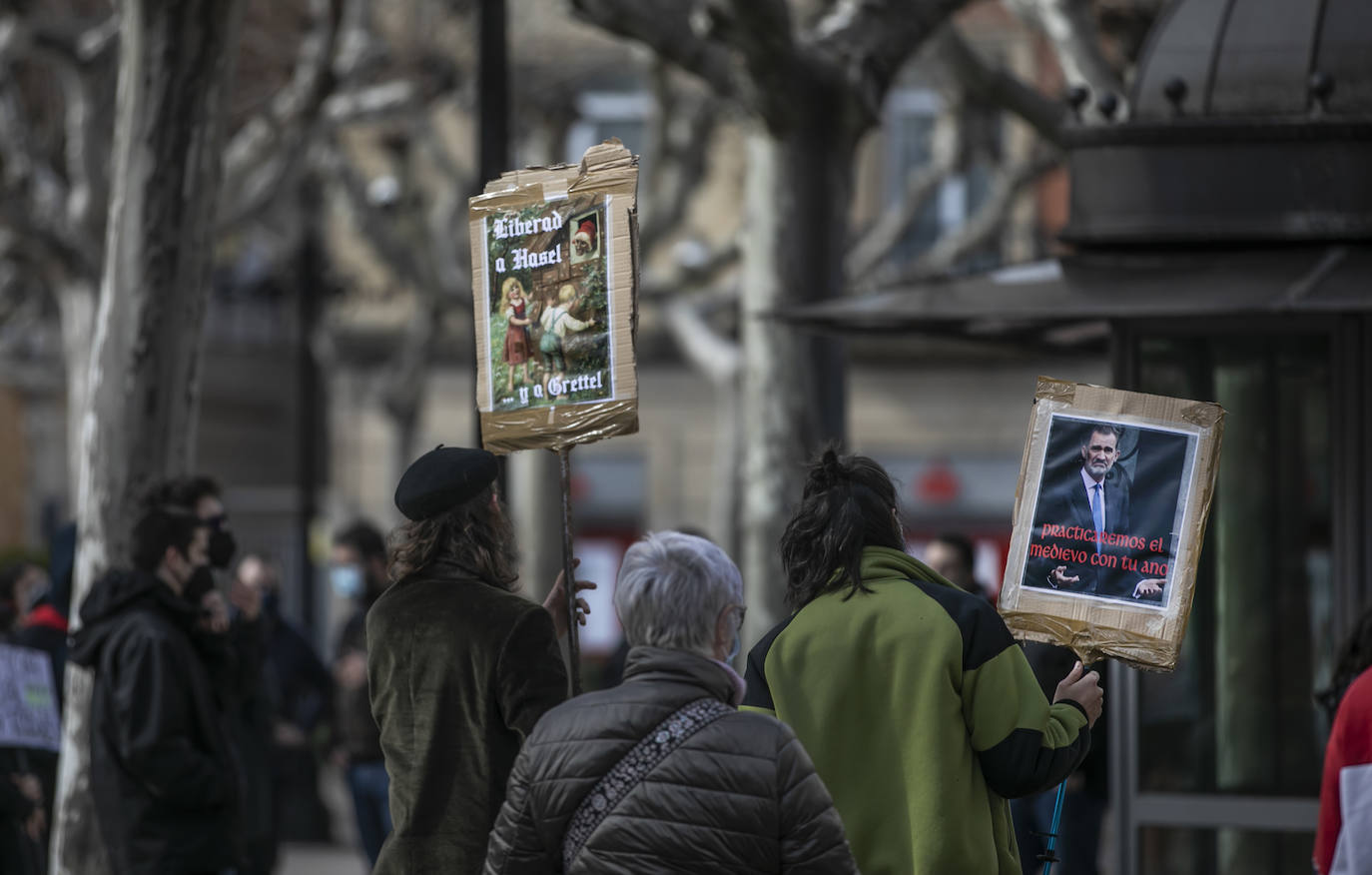 Fotos: Un centenar de personas reclaman en Logroño libertad para Pablo Hasél