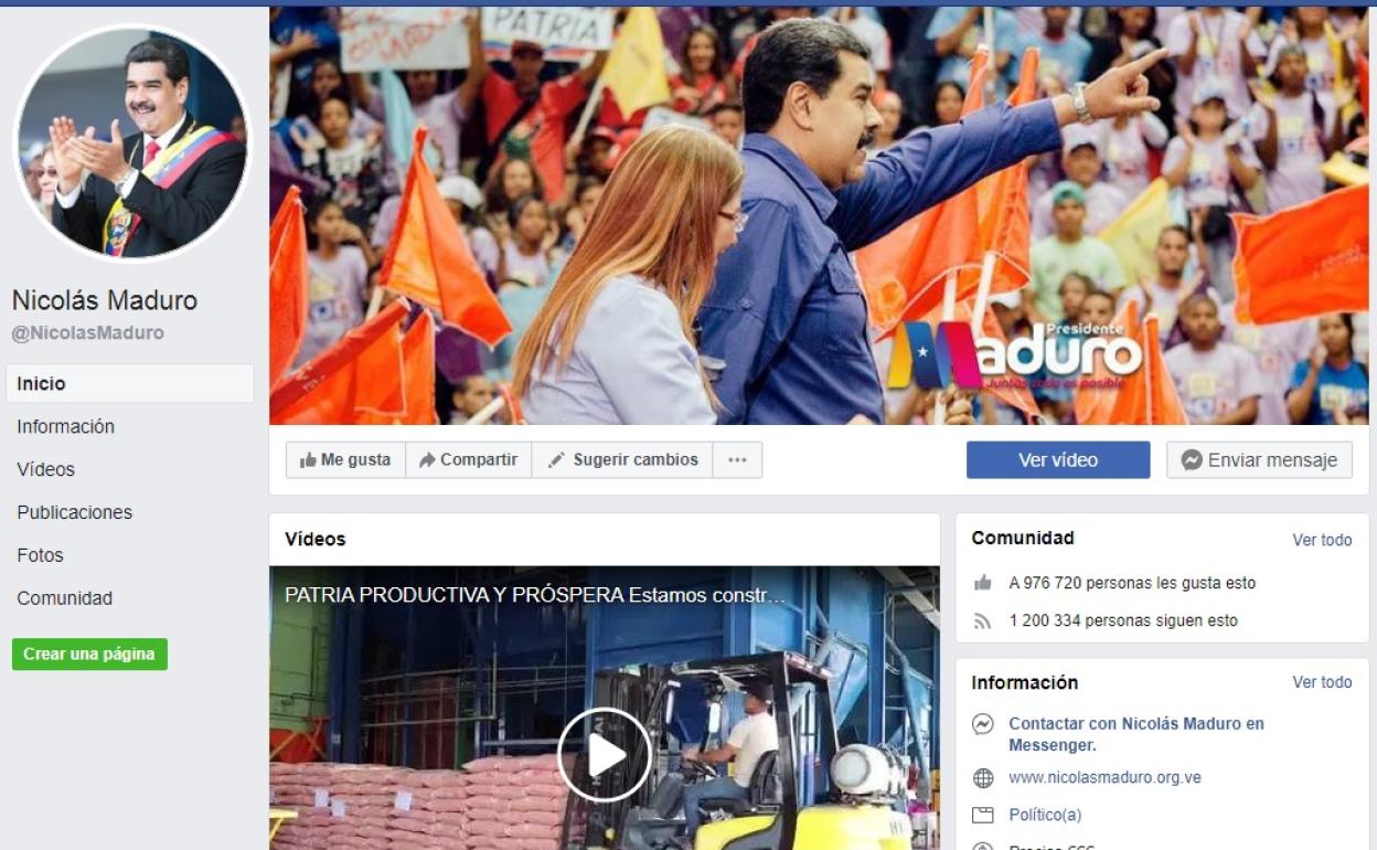 La página de Facebook de Nicolás Maduro