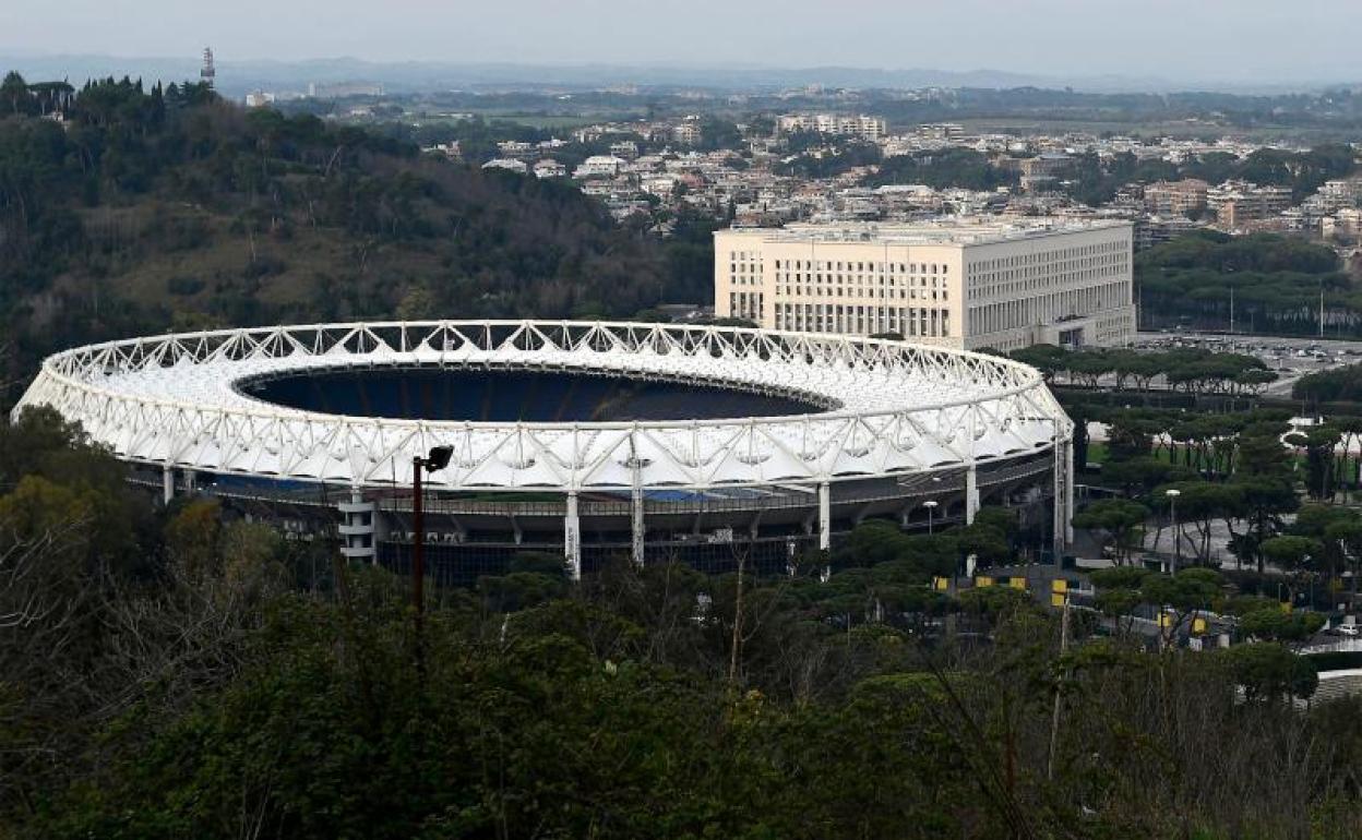 Vista del Estadio Olímpico de Roma, sede de la Eurocopa 2020 aplazada a 2021. 