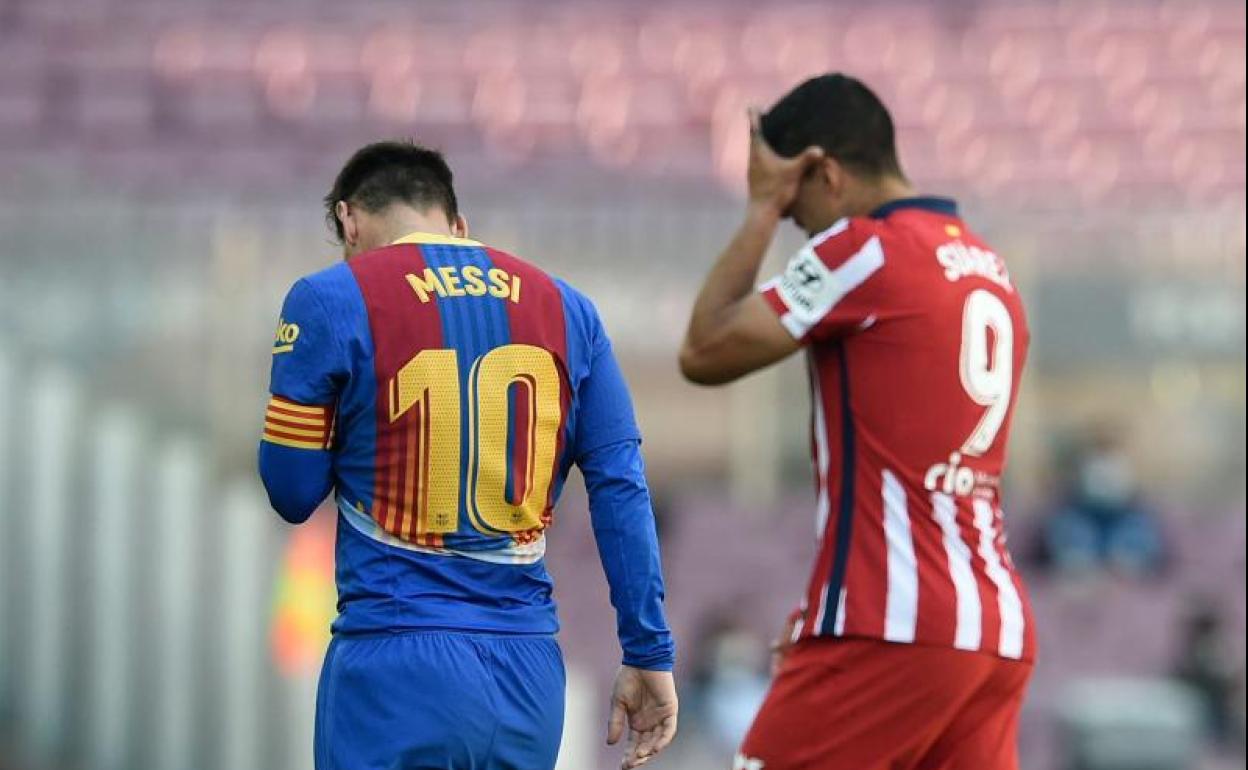 Messi y Suárez, tras el Barça-Atlético en el Camp Nou.