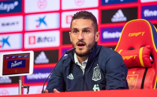 Koke, durante la rueda de prensa. 