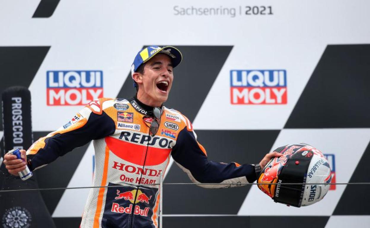 Marc Márquez, exultante en Sachsenring