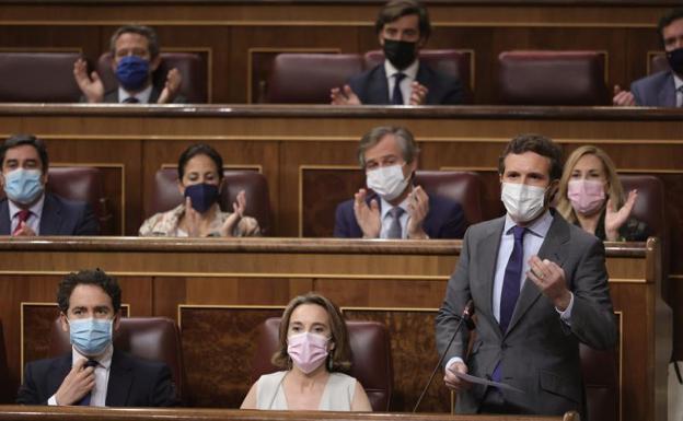 Pablo Casado, durante su intervención en la sesión de control. 