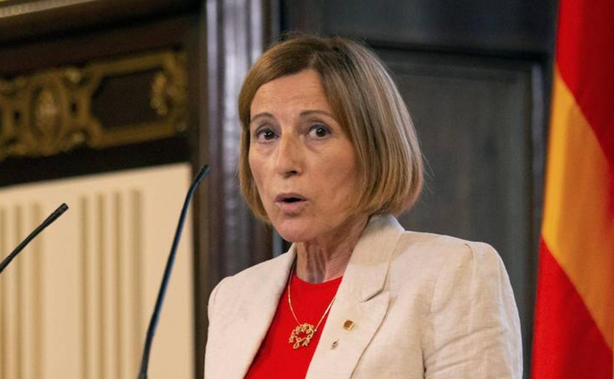 Carme Forcadell en el Parlament de Cataluña, durante un permiso penitenciario en 2020.