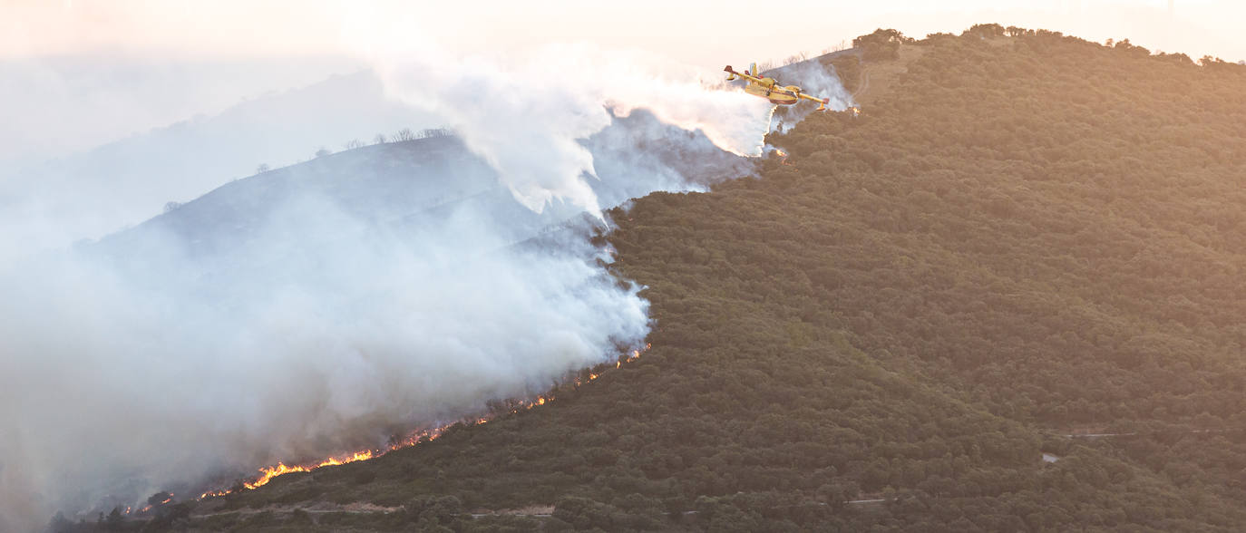 Fotos: La Rioja pide el despliegue de varios helicópteros, aviones e hidroaviones para la extinción del incendio en el Yerga