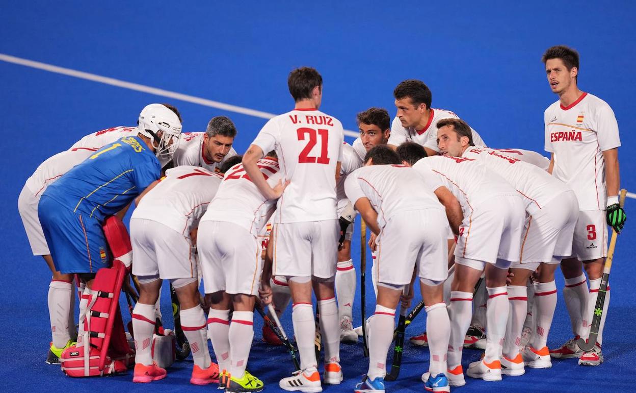 Los jugadores de la selección española de hockey. 