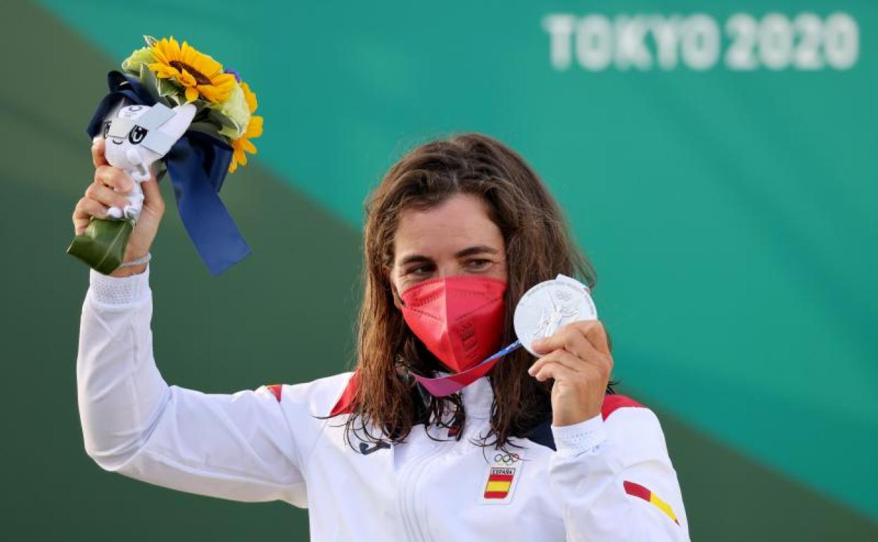 Maialen Chourraut, con su medalla de plata. 