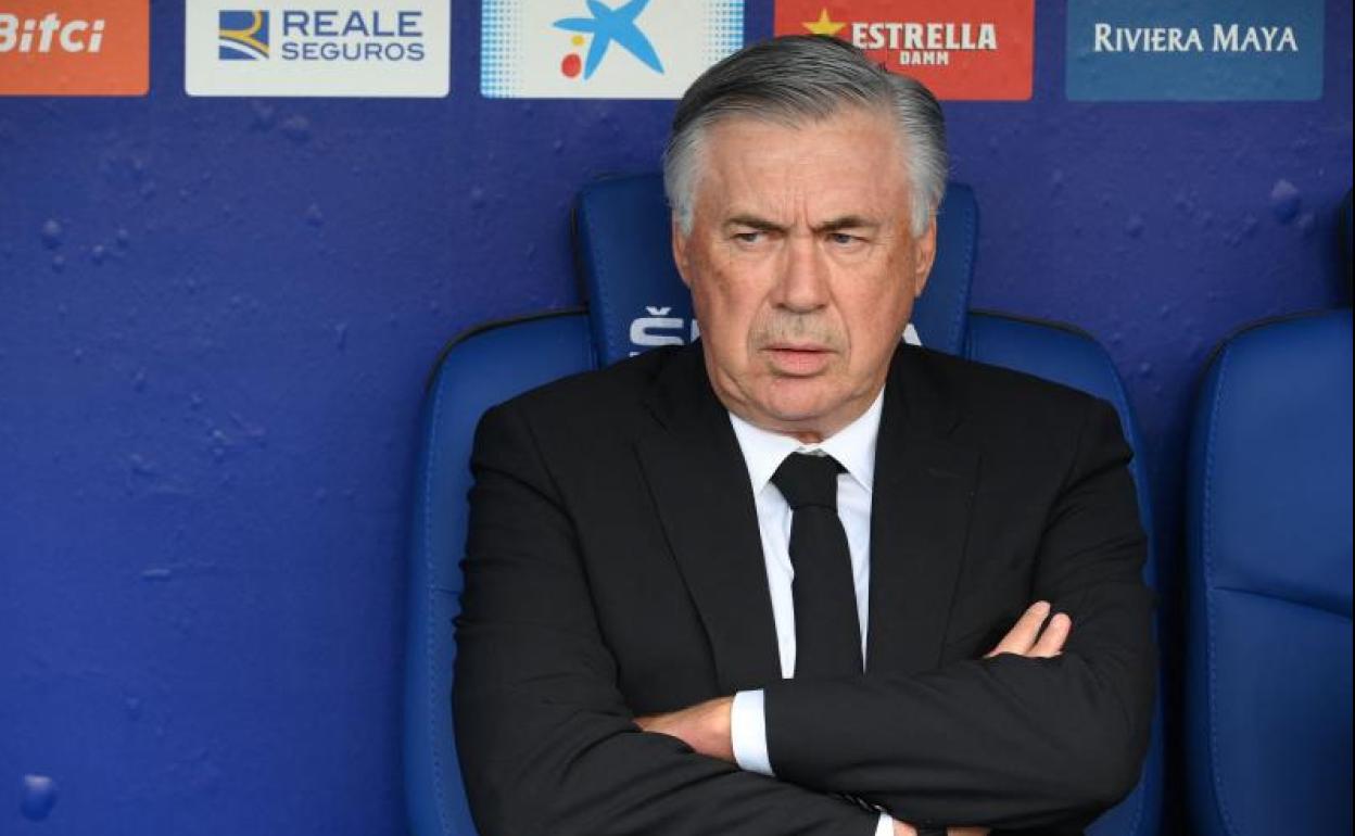 Carlo Ancelotti, durante el Espanyol-Real Madrid.