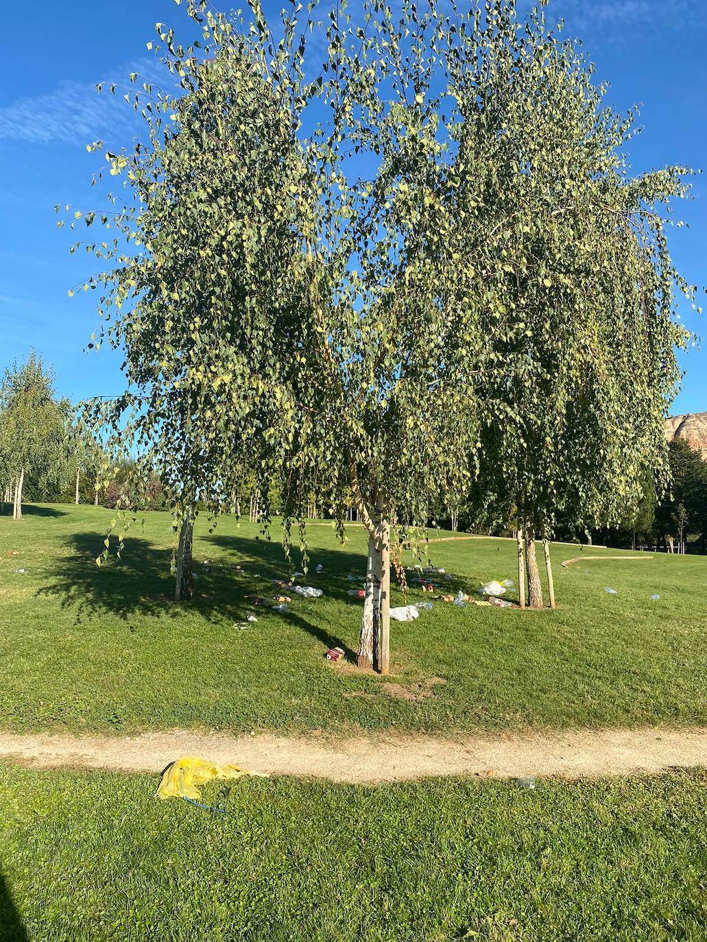 A pesar de su prohibición en el campus, las novatadas universitarias siguen siendo un hecho en el parque de La Ribera, donde los participantes abandonaron los restos de los juegos con los que 'reciben' a los universitarios. 
