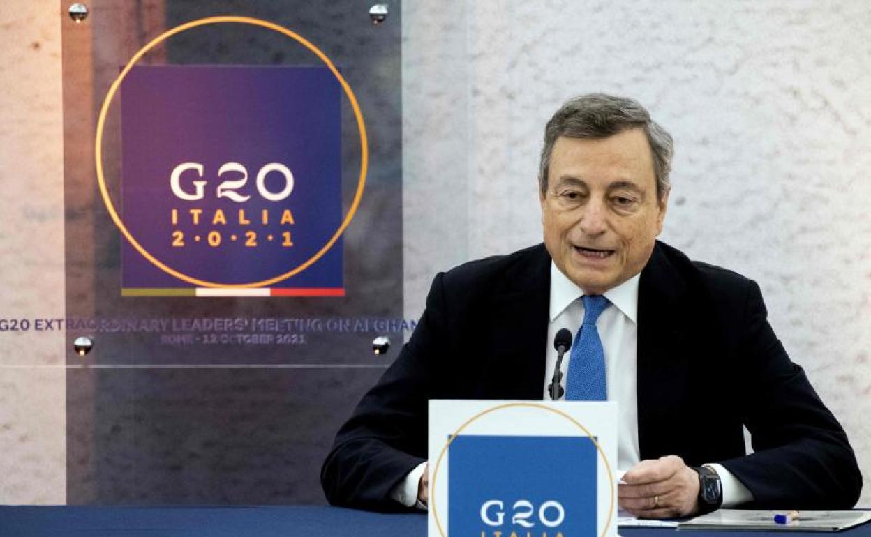 El primer ministro italiano Mario Draghi, en la cumbre del G20. 