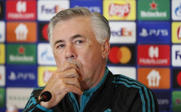 Carlo Ancelotti, durante su rueda de prensa previa al Shakhtar-Real Madrid.