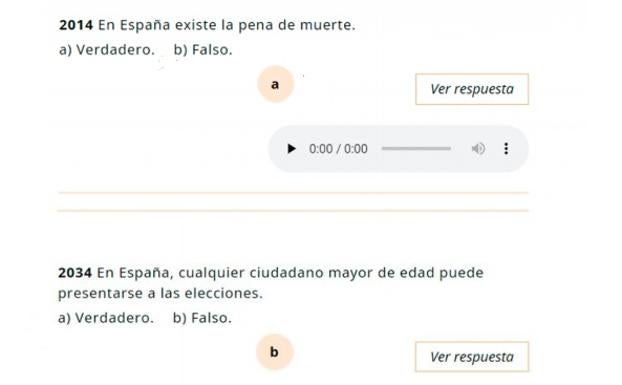 Pantallazo del documento del Instituto Cervantes, ya corregido, donde se daba como válida una respuesta errónea.