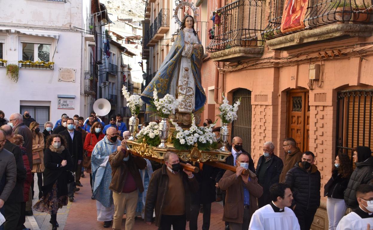 Procesión de la Inmaculada, ayer en Cervera. 