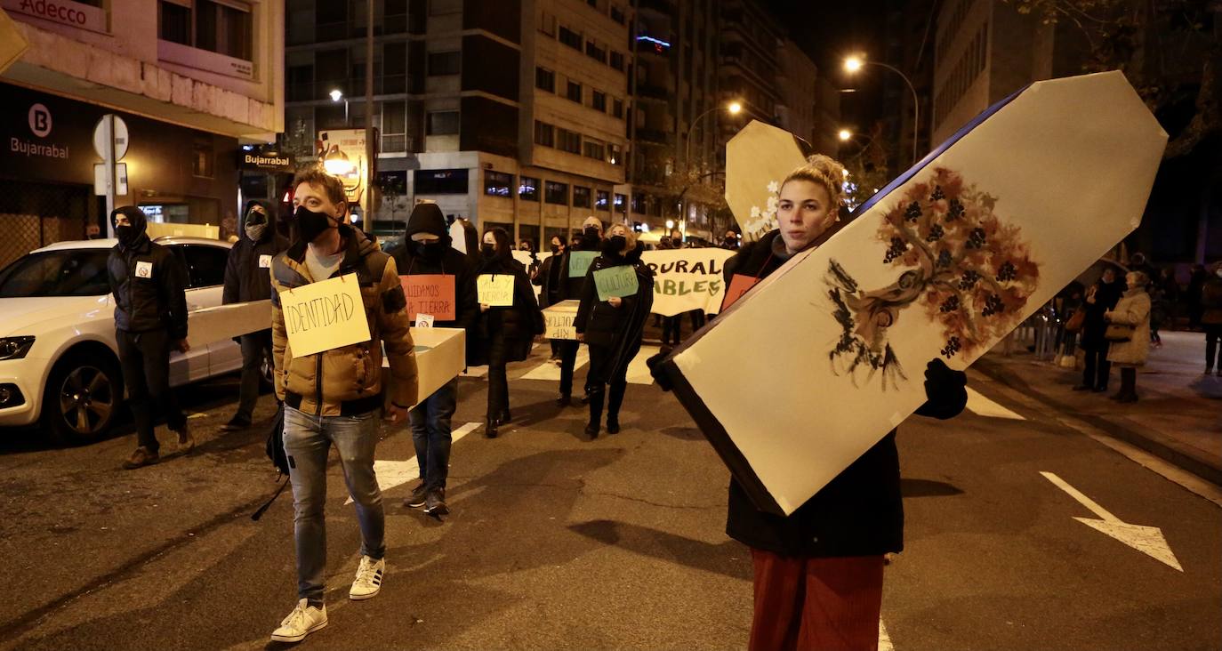 Fotos: La protesta contra las eólicas recorre las calles de Logroño