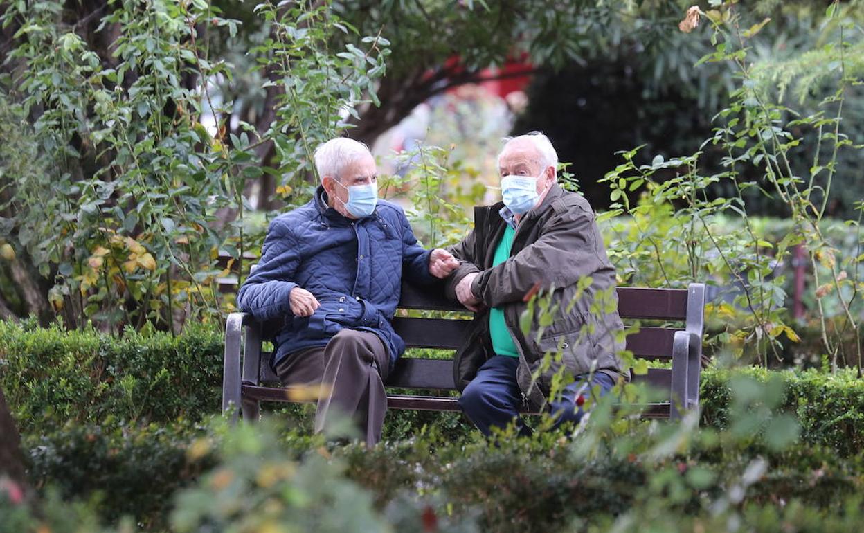 Personas mayores en un parque de Logroño. 