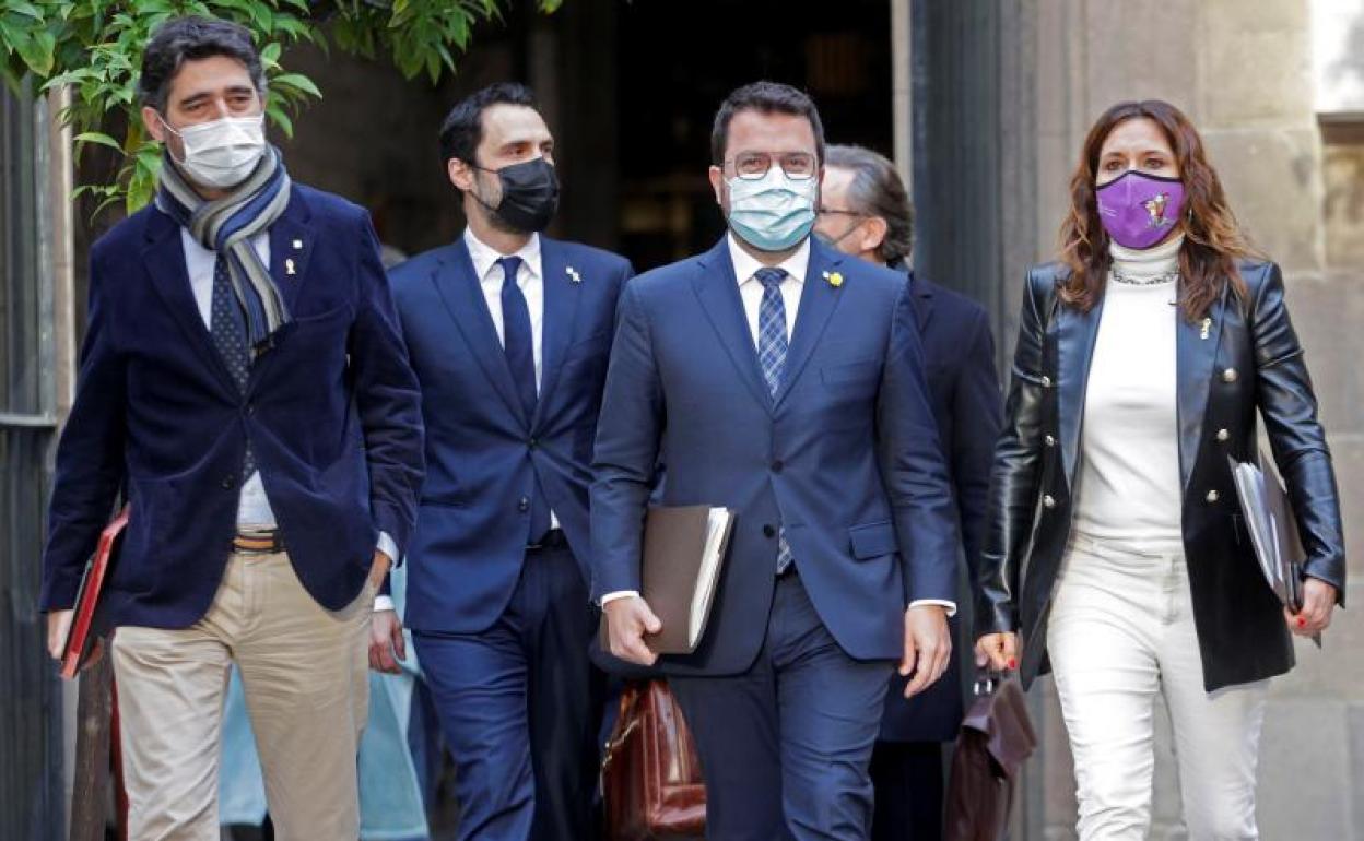 Imagen de la reunión semanal del Govern celebrada este martes en el Palau de la Generalitat.