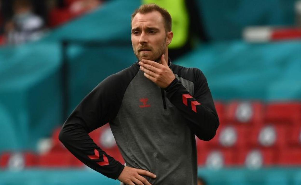 Christian Eriksen, antes del partido de la Eurocopa en el que sufrió el colapso. 