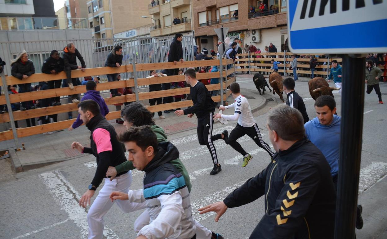 Encierro de las últimas fiestas de Calahorra, en marzo del 2020. 