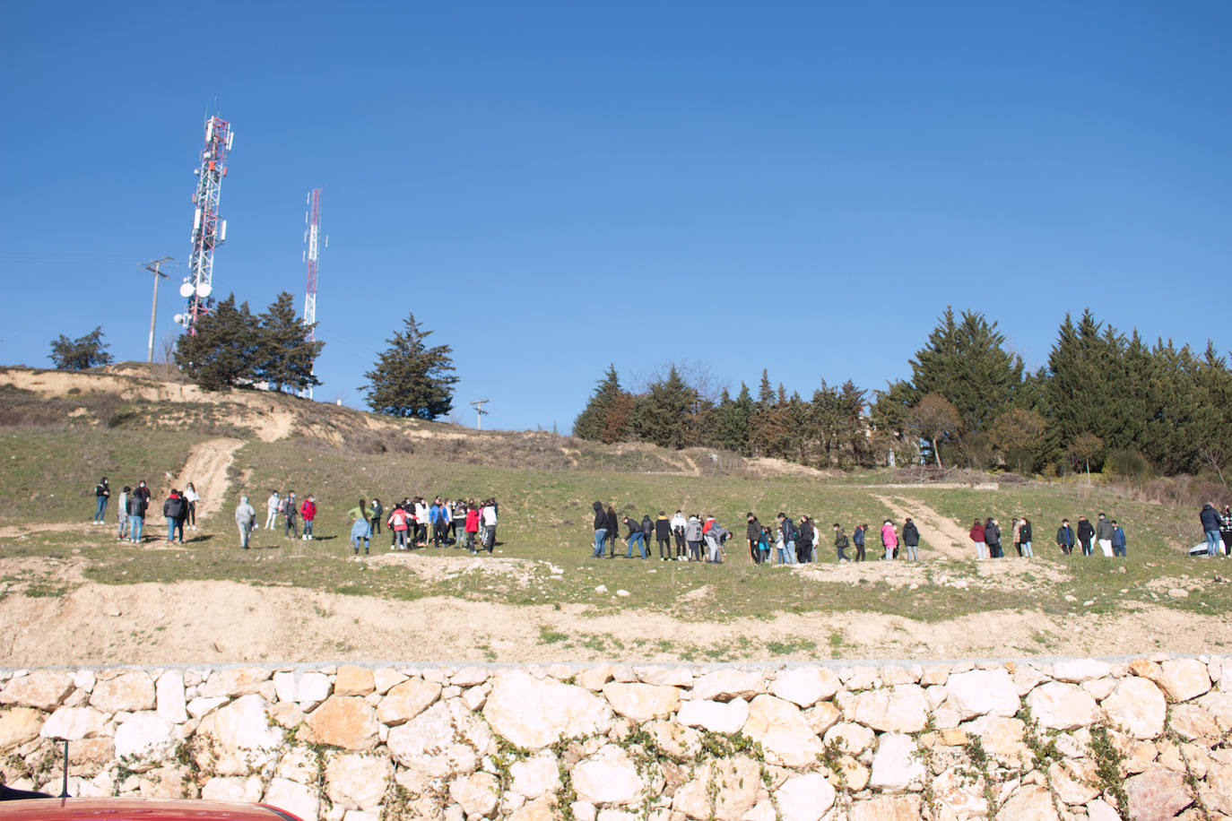 Fotos: Los alumnos del IES Ciudad de Haro plantan árboles en el cerro de Santa Lucía