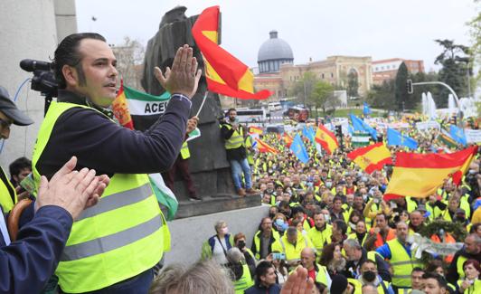 Manuel Hernández, este viernes en la manifestación en Madrid.