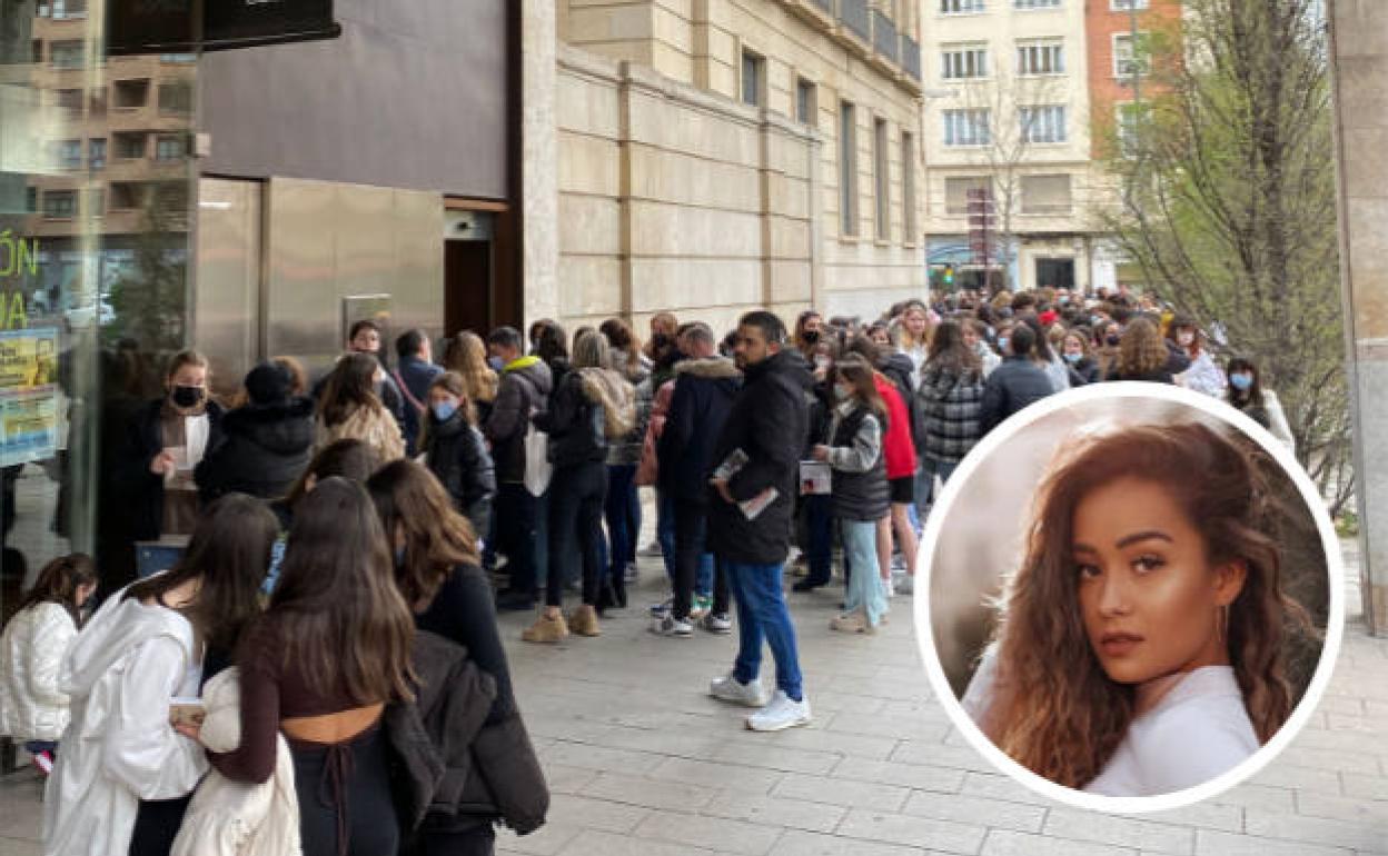 Colas de cientos de personas en Logroño para ver a la influencer Marina Riverss